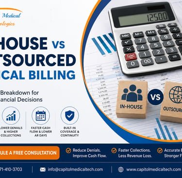 In-House vs. Outsourced Medical Billing" with financial analysis tools